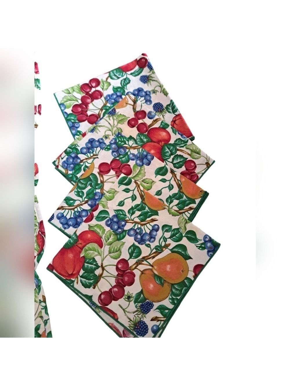 VTG KAY DEE RHAPSODY quilted fruit orchard placements napkins farmhouse USA - Picture 4 of 9